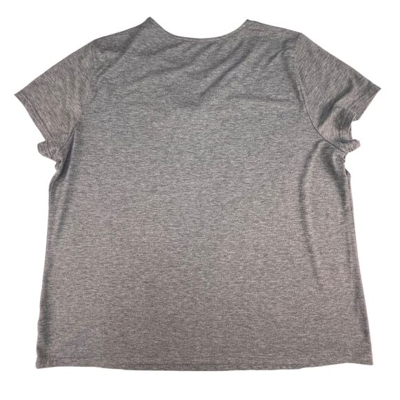 3X Heathered Gray Criss Cross V Neck Tee Crossover Neck Short Sleeve Knit Top - Picture 6 of 8